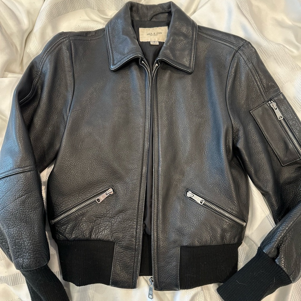 Paul and Joe for Target black leather bomber jacket size Small